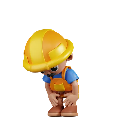 Builder Taking A Break  3D Illustration