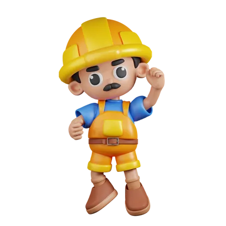Builder With Congrats  3D Illustration