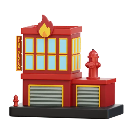 3 D Fire Station Illustration 3D Icon