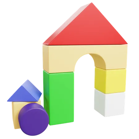 3 D Building Block Toy With Isolated Background 3D Icon