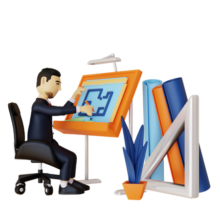 Building Blueprint  3D Icon