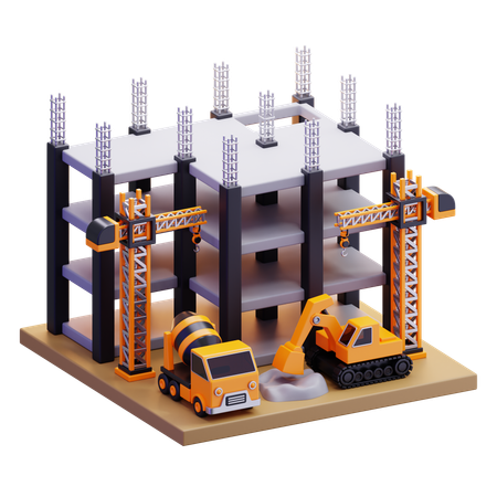 建築工事  3D Icon