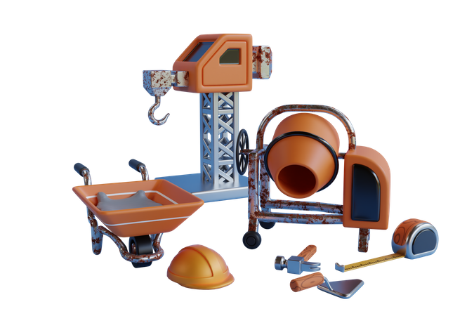 Building Construction Equipment  3D Icon