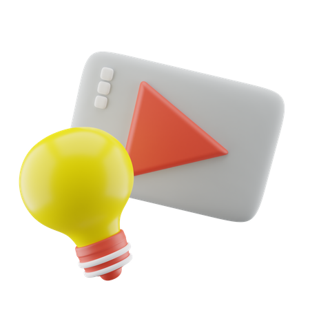 Bulb Lamp And Play Button  3D Icon