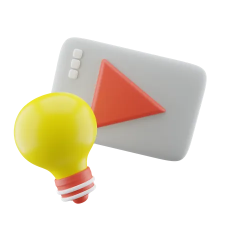 Bulb Lamp And Play Button  3D Icon