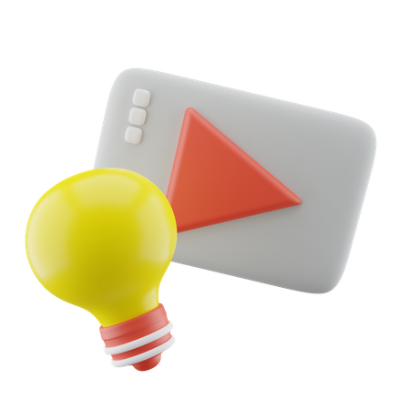 Bulb Lamp And Play Button 3D Icon