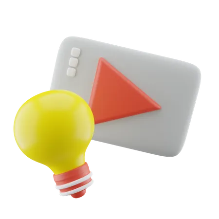 Bulb Lamp And Play Button 3D Icon