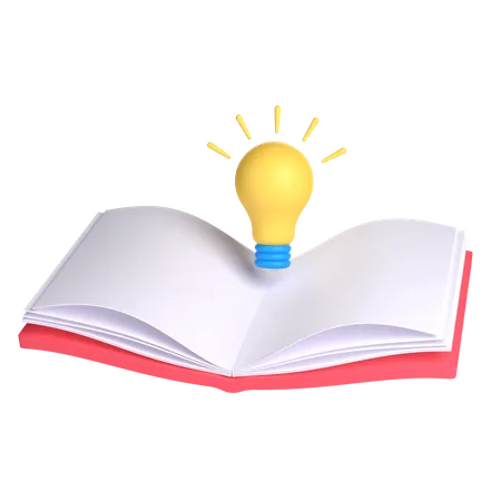 3 D Bulb On Book For School And Education Concept Object On A Transparent Background 3D Icon