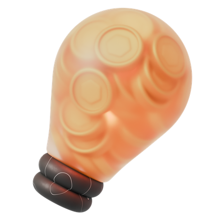 Bulb with coins  3D Icon