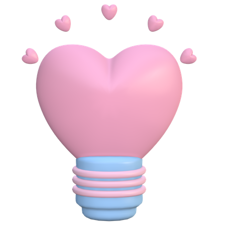 Bulb with heart 3D Illustration