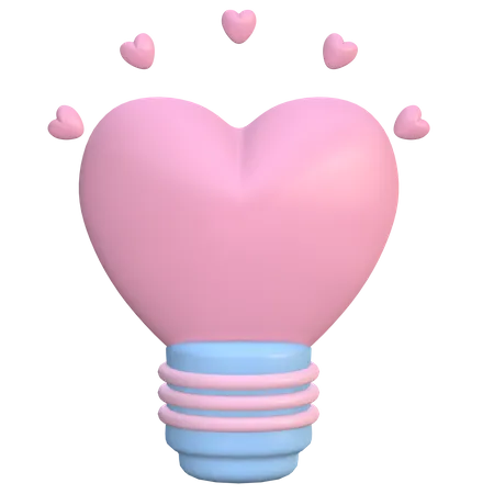 Bulb with heart  3D Illustration
