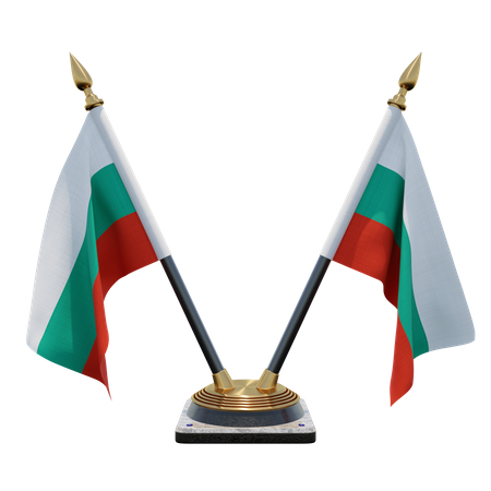 Bulgaria Double Desk Flag Stand 3D Illustration