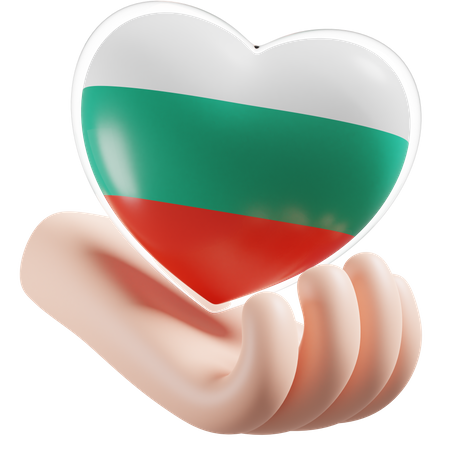 Bulgaria Flag Heart Hand Care  3D Icon