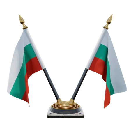 Support de drapeau de bureau double (V) Bulgarie  3D Icon