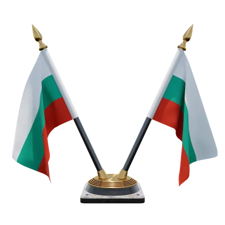 Bulgarien Doppelter (V) Tischflaggenständer  3D Icon