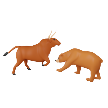 Bull vs Bear  3D Icon