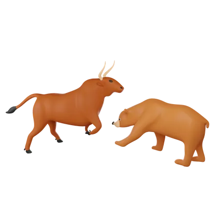 Bull vs Bear  3D Icon