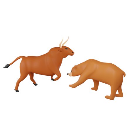 Bull vs Bear  3D Icon