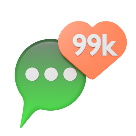 Bulle de médias sociaux avec 99 000 likes  3D Icon