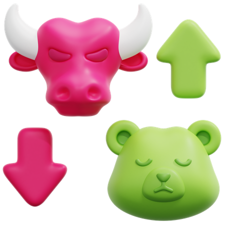 Bulle gegen Bär  3D Icon