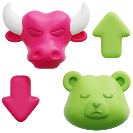 Bulle gegen Bär  3D Icon