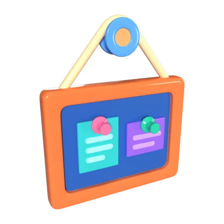 This Is Bulletin Board 3 D Render Illustration Icon It Comes As A High Resolution PNG File Isolated On A Transparent Background The Available 3 D Model File Formats Include BLEND OBJ FBX And GLTF 3D Icon
