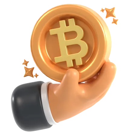 Hand Holding Bitcoin  3D Icon