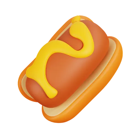 Bun Hotdog  3D Illustration