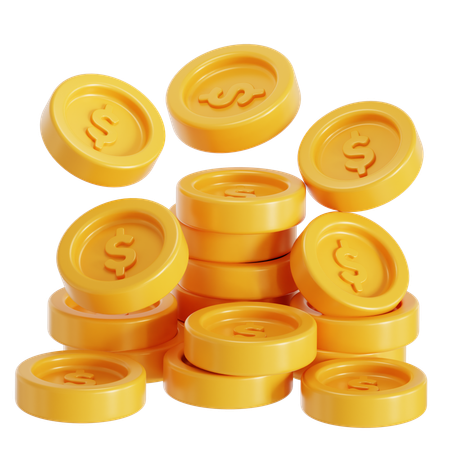 Bunch Of Gold Coins  3D Icon