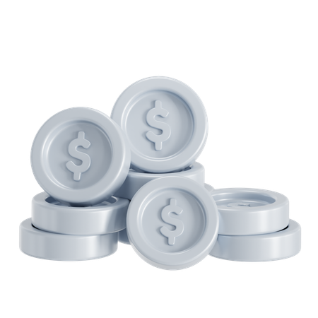 Bunch Of Silver Coins  3D Icon