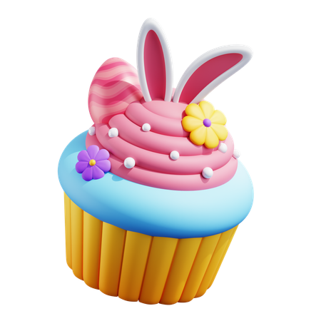 토끼 컵케이크  3D Icon