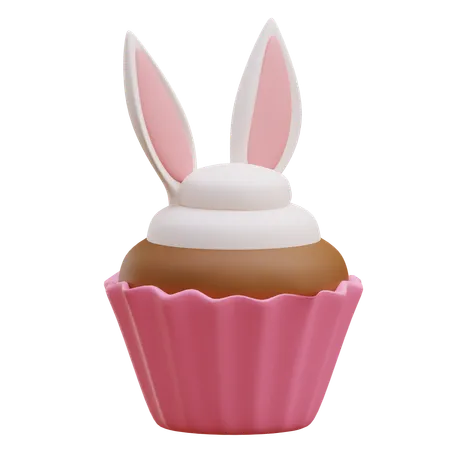 Bunny Cupcake 3D Illustration