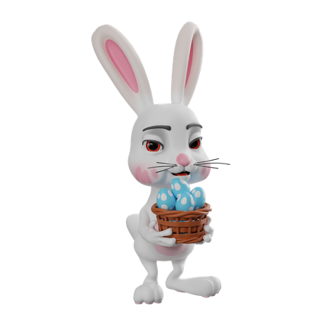 부활절 달걀을 들고 있는 토끼  3D Icon