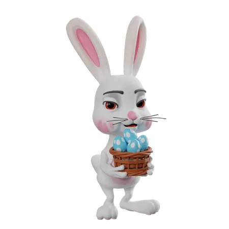 부활절 달걀을 들고 있는 토끼  3D Icon