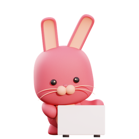 Bunny Holding Placard  3D Illustration