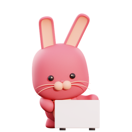 Bunny Holding Placard 3D Illustration