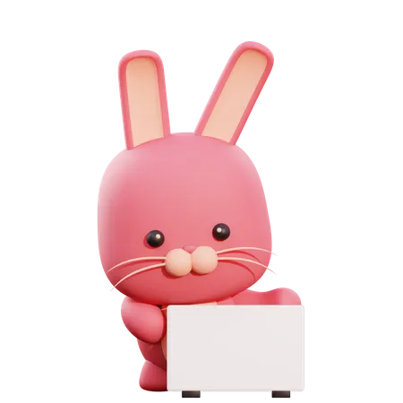 Bunny Holding Placard  3D Illustration