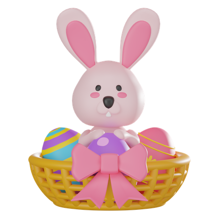 Bunny In Basket  3D Icon