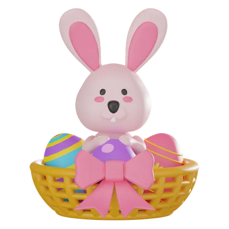 Bunny In Basket  3D Icon