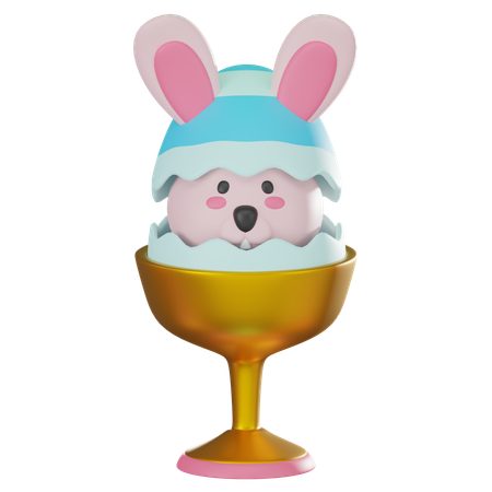 Bunny In Egg On Cup  3D Icon