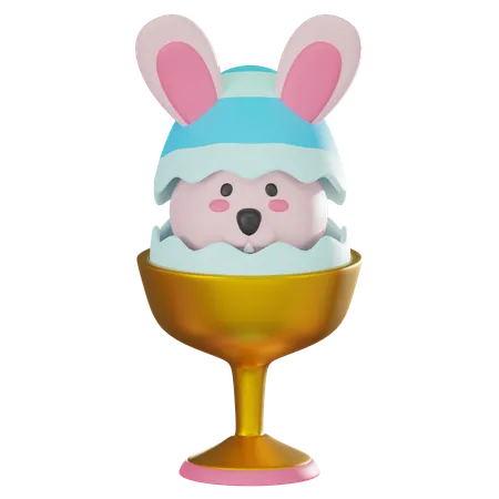 Bunny In Egg On Cup  3D Icon