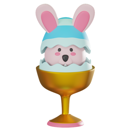 Bunny In Egg On Cup  3D Icon