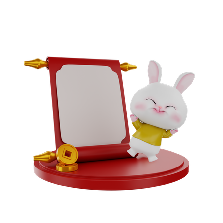Bunny On Chinese Podium  3D Icon