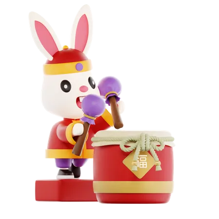 Bunny Playing Drum  3D Icon