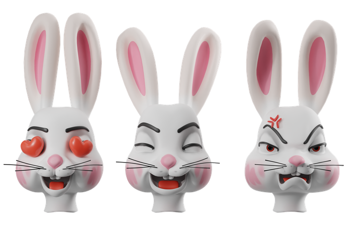 다양한 반응을 보이는 토끼  3D Icon