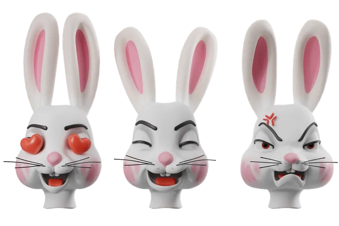다양한 반응을 보이는 토끼  3D Icon