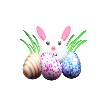 Bunny With Eggs  3D Icon