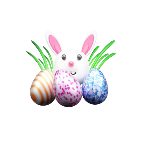 Bunny With Eggs  3D Icon
