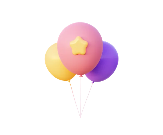 Bunte Luftballons  3D Icon