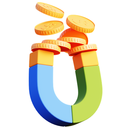 Bunter Magnet zieht Münzen an  3D Icon